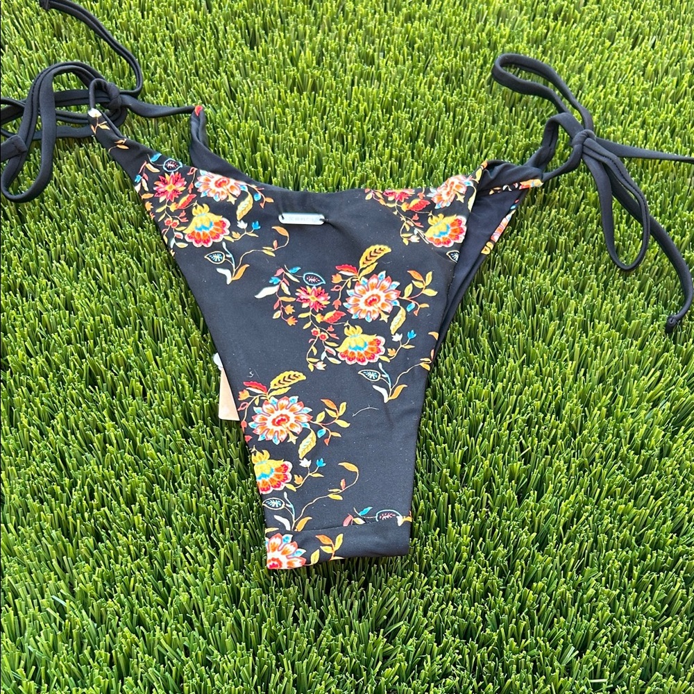 Floral Tie-Side One-Piece Swimsuit - Black Floral